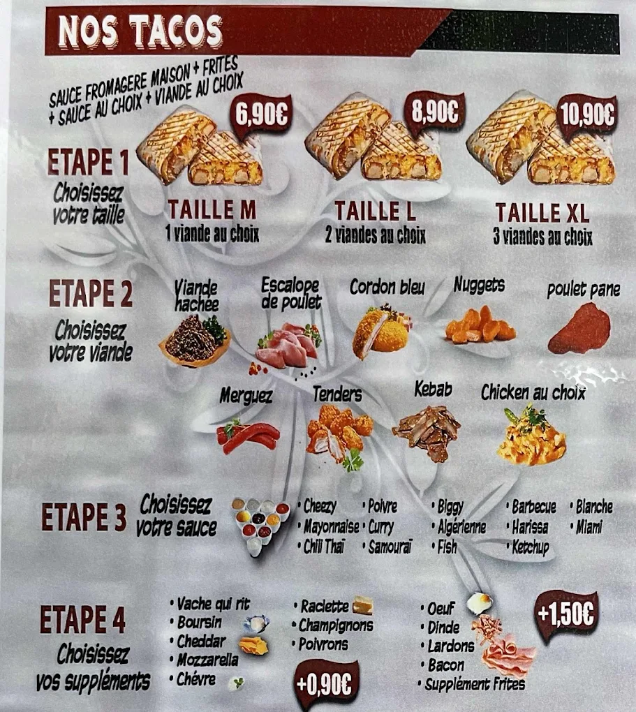 Menu tacos